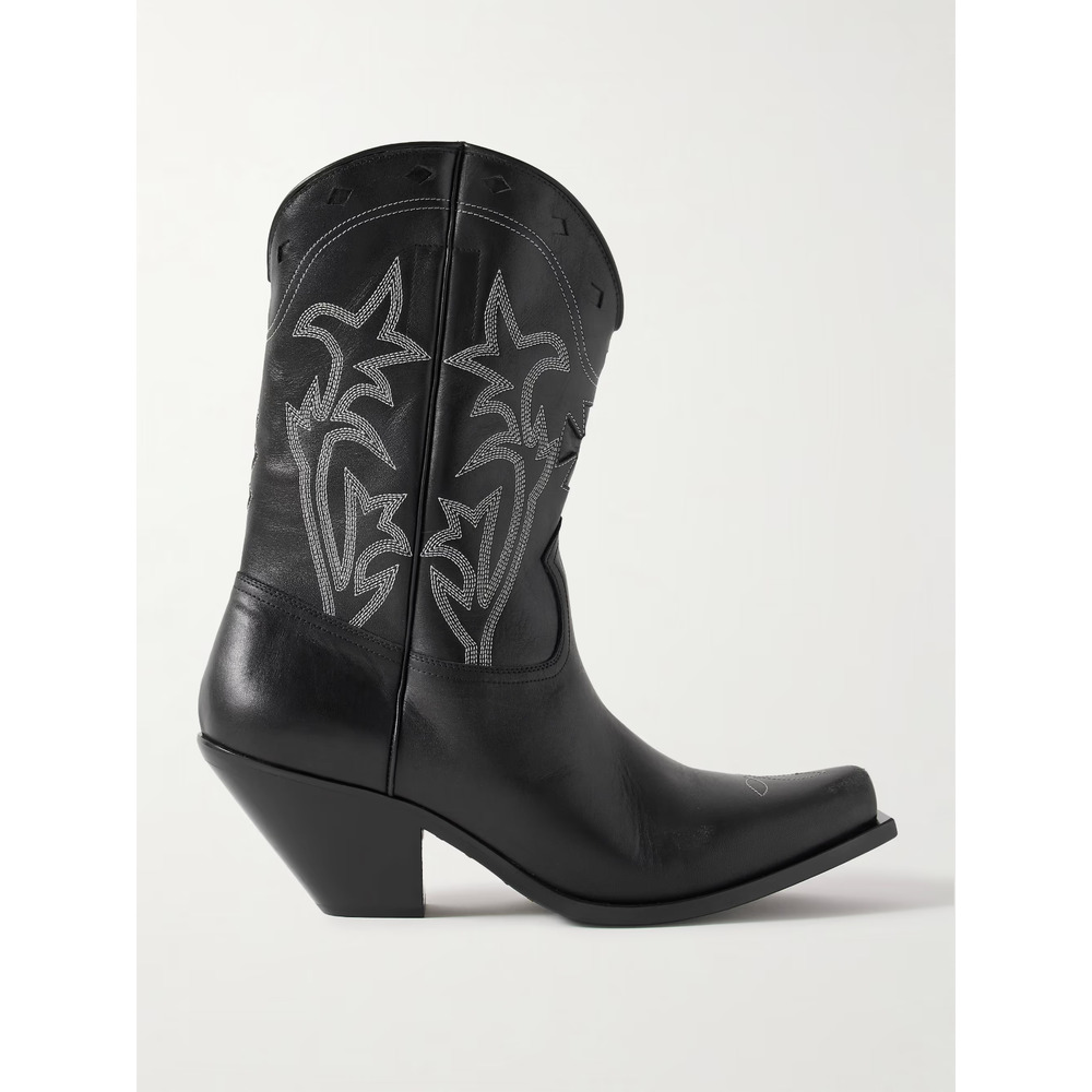 Enfants Riches Déprimés Swiss Cowboy Embroidered Leather Boots Black